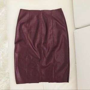 Lulu’s Burgundy Vegan Leather Skirt